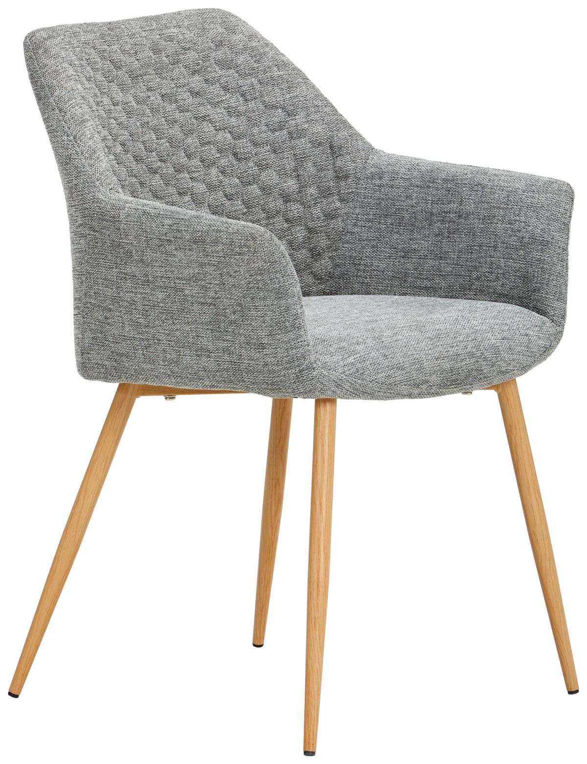 Armlehnstuhl Louisa Grau Gepolstert - Eichefarben/Grau, KONVENTIONELL, Holz/Textil (56,5/80/58cm) - Livetastic