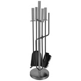 Kaminbesteck Dona 5 teilig - Silberfarben/Schwarz, MODERN, Metall (17,5/56cm)