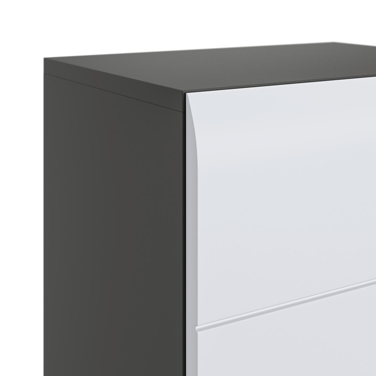 Badezimmer Hochschrank Pearl New Snol 117 BxH 40x188,5 cm - Anthrazit/Weiß, KONVENTIONELL, Holzwerkstoff (40/188,5/29,6cm)