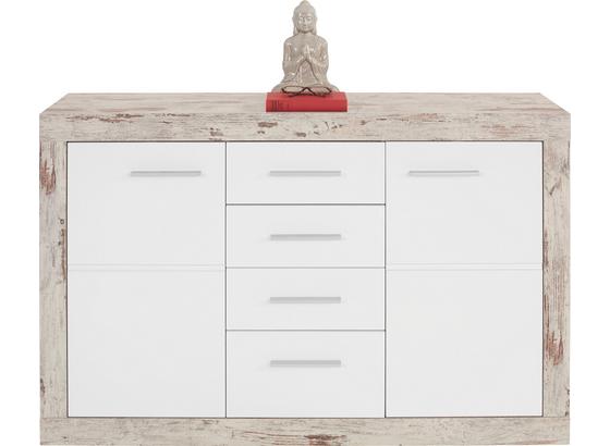 Tálalószekrény Malta - tölgy színű/fehér, modern (138/86/35cm) Tálalószekrény Malta - tölgy színű/fehér, modern (138/86/35cm)