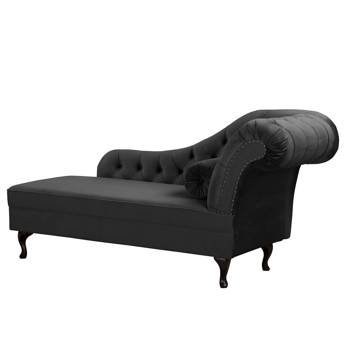 Récamiere Pako Schwarz B: 185cm - Schwarz/Braun, Design, Textil (185/93/75cm) - Livetastic