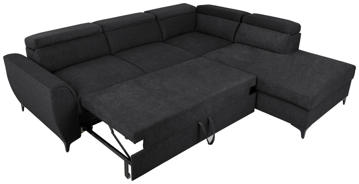 Ecksofa Lapis Schwarz S: 255/217 Cm - Schwarz, KONVENTIONELL, Textil (255/217cm) - MID.YOU