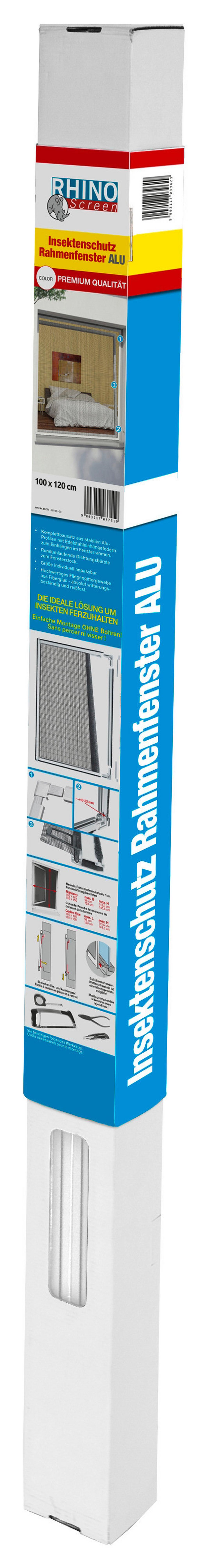 Insektenschutzgitter Rahmenfenster 100x120 cm - Weiß, KONVENTIONELL, Kunststoff/Metall (100/120cm)