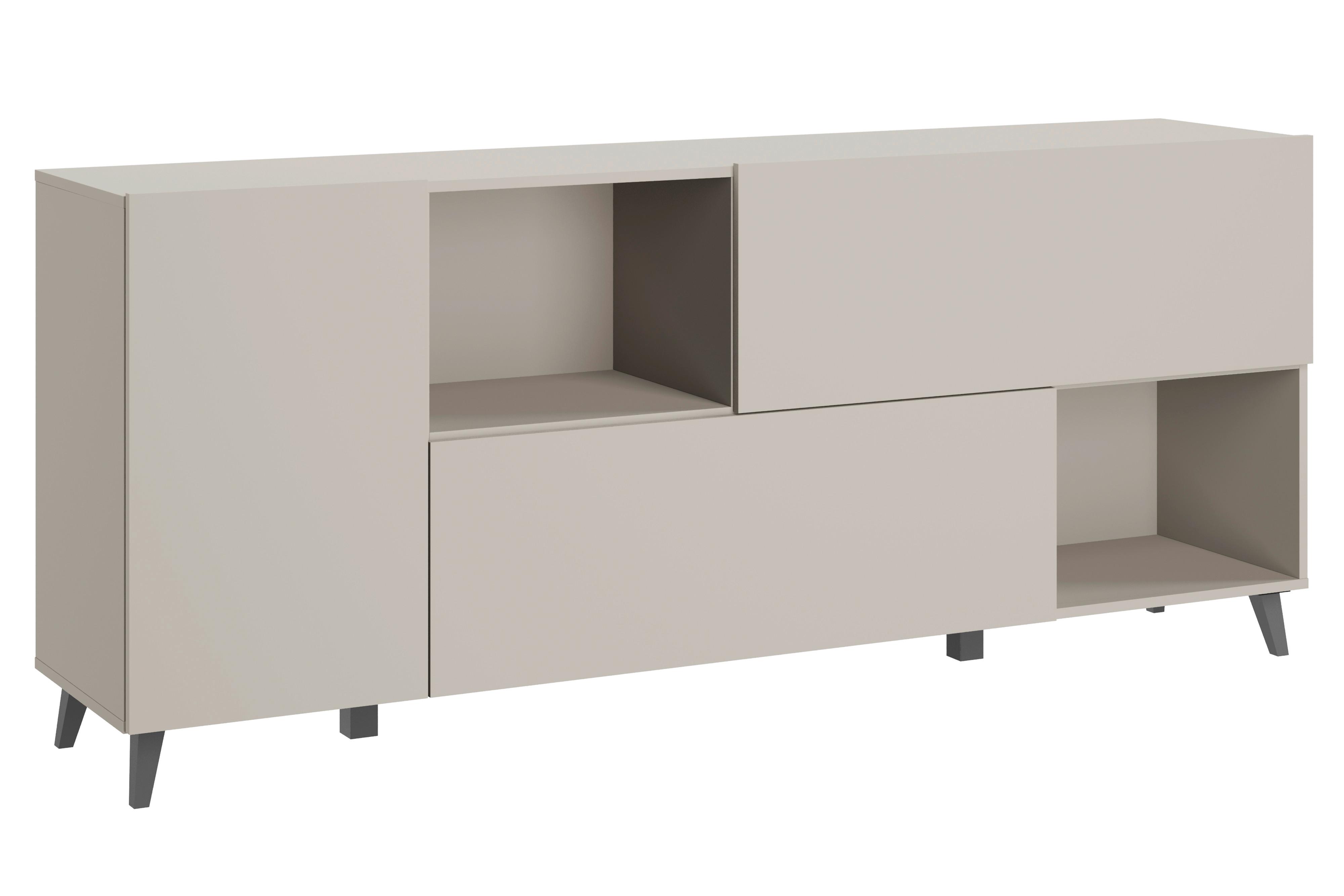 Sideboard Phuket kaschmir B: 180cm - Kaschmir/Schwarz, Design, Holzwerkstoff (180/76/39cm) - P & B