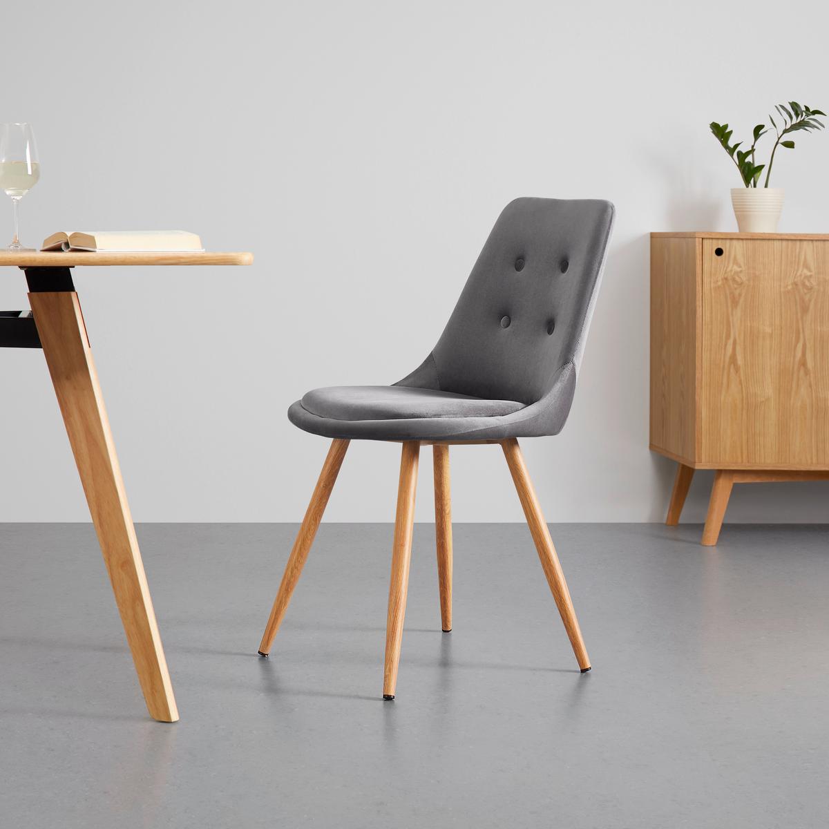 Jídelní židle IRIS - barvy dubu/tmavě šedá, Moderní, kov/textil (49/87/55cm) - Modern Living