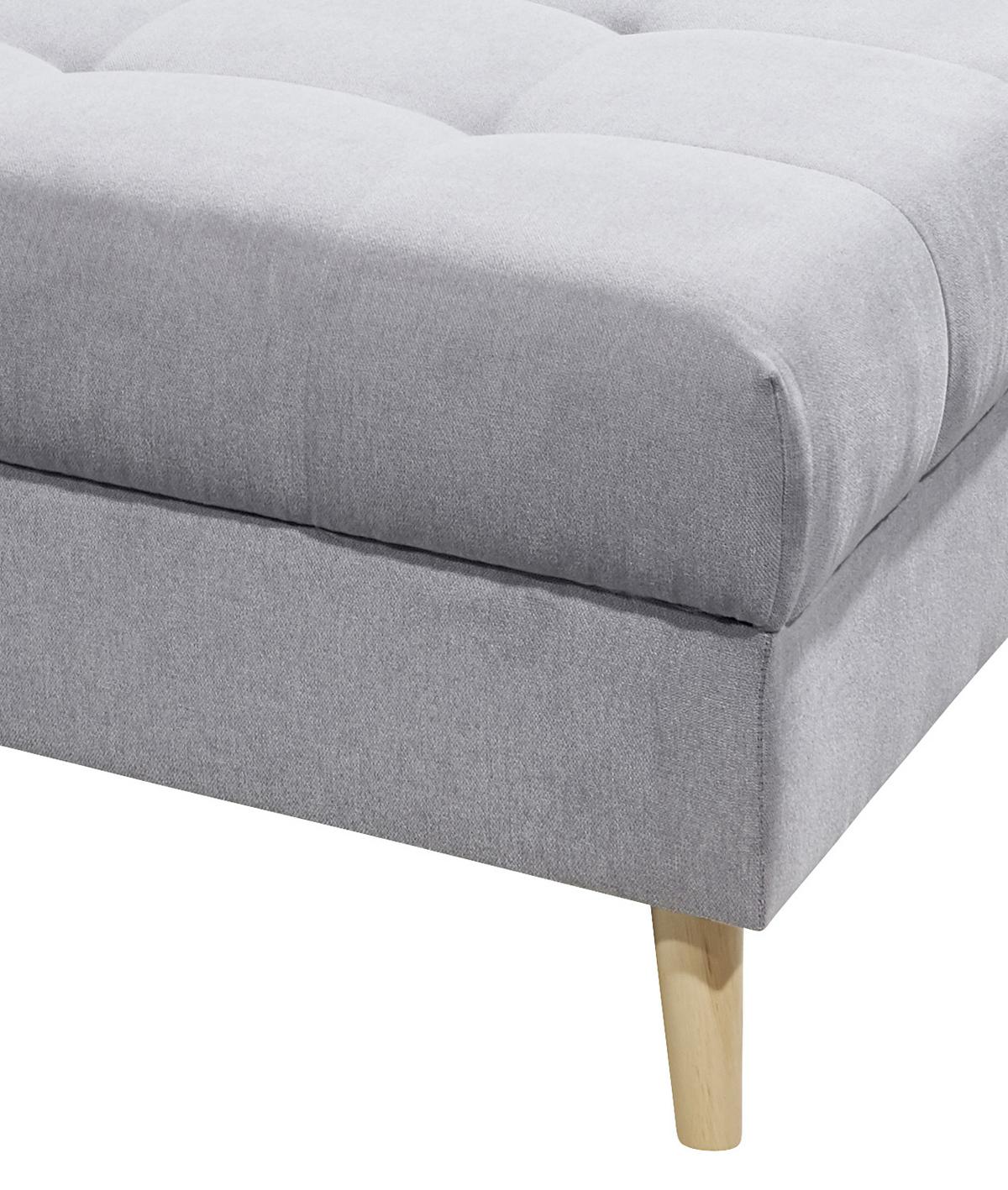 Polsterhocker Alice Hellgrau Webstoff H: 48 cm Holzbeine - Hellgrau/Kieferfarben, KONVENTIONELL, Holzwerkstoff/Textil (106/48/80cm) - MID.YOU