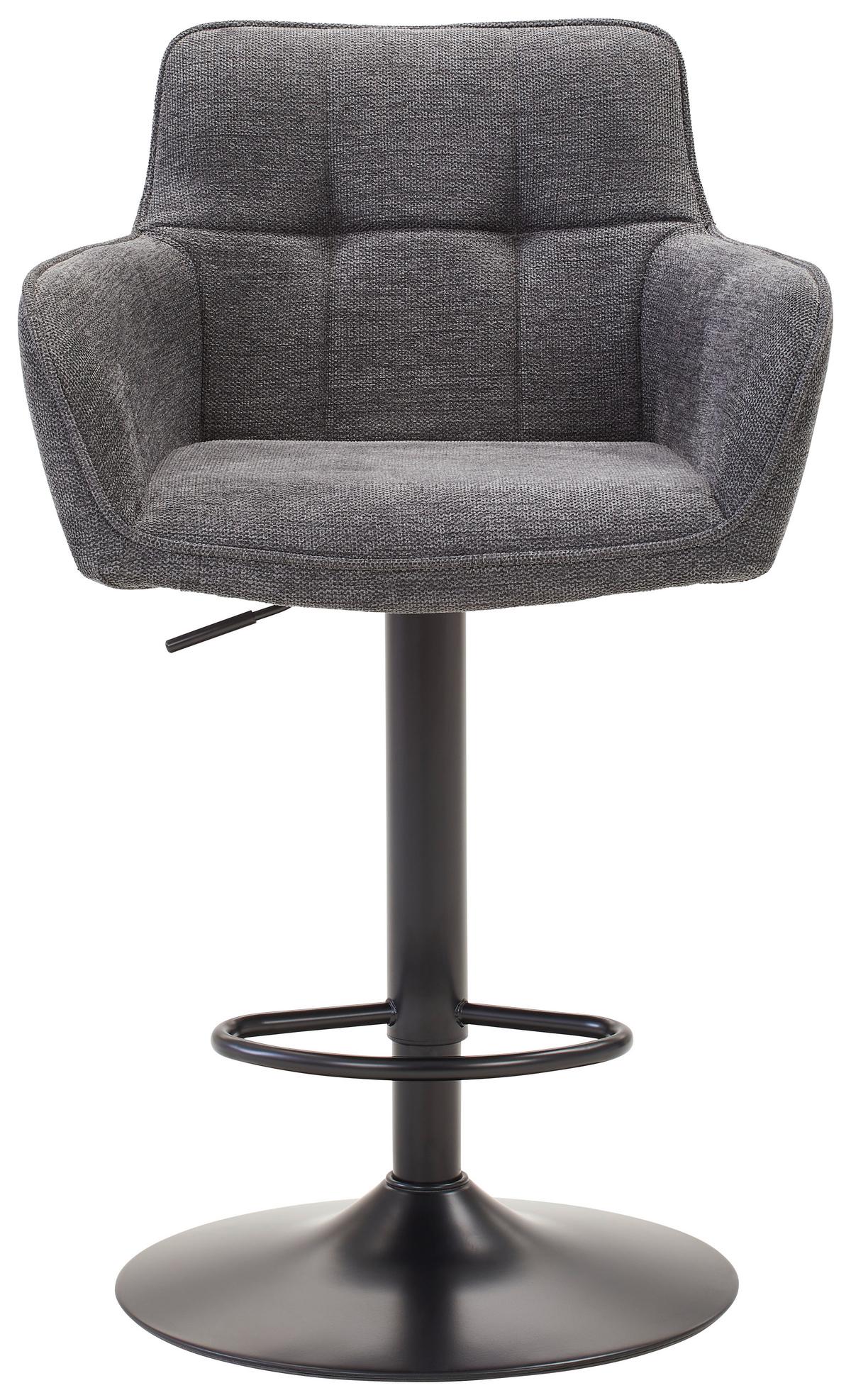 Barhocker Luigi Grau höhenverstellbar, B: 54,5 cm - Schwarz/Grau, MODERN, Textil/Metall (54,5/111,5/51,5cm) - Livetastic
