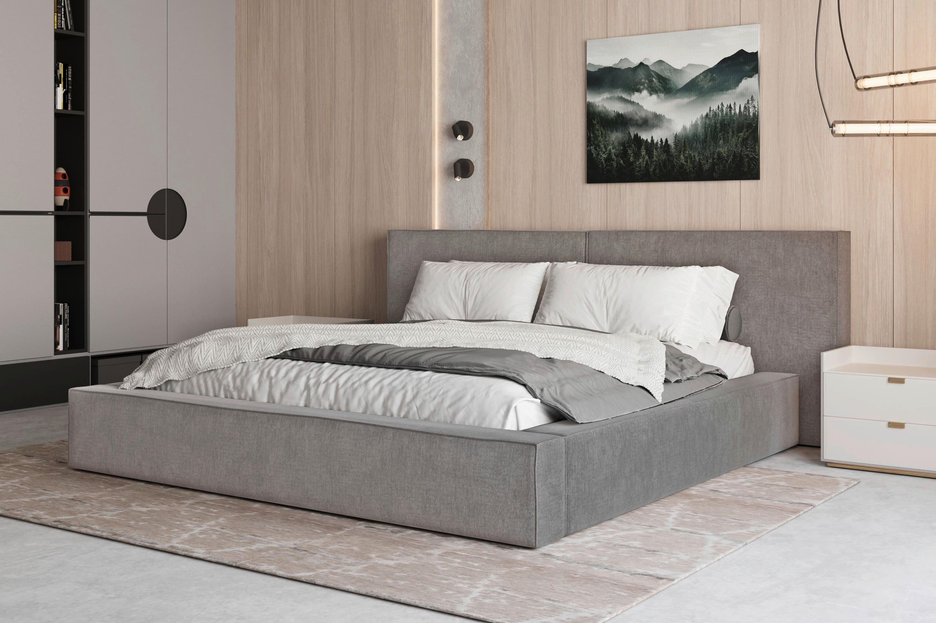 POLSTERBETT Jasmine Grau 160x200cm - Schwarz/Grau, MODERN, Holz/Metall (160/200cm) - MID.YOU