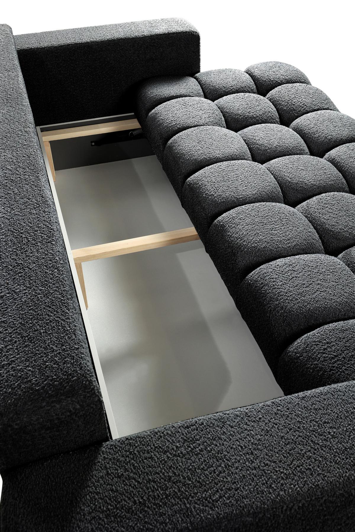 Schlafsofa Cloud Dunkelgrau B: 250 cm - Dunkelgrau/Schwarz, Basics, Textil (250/86/140cm) - Livetastic