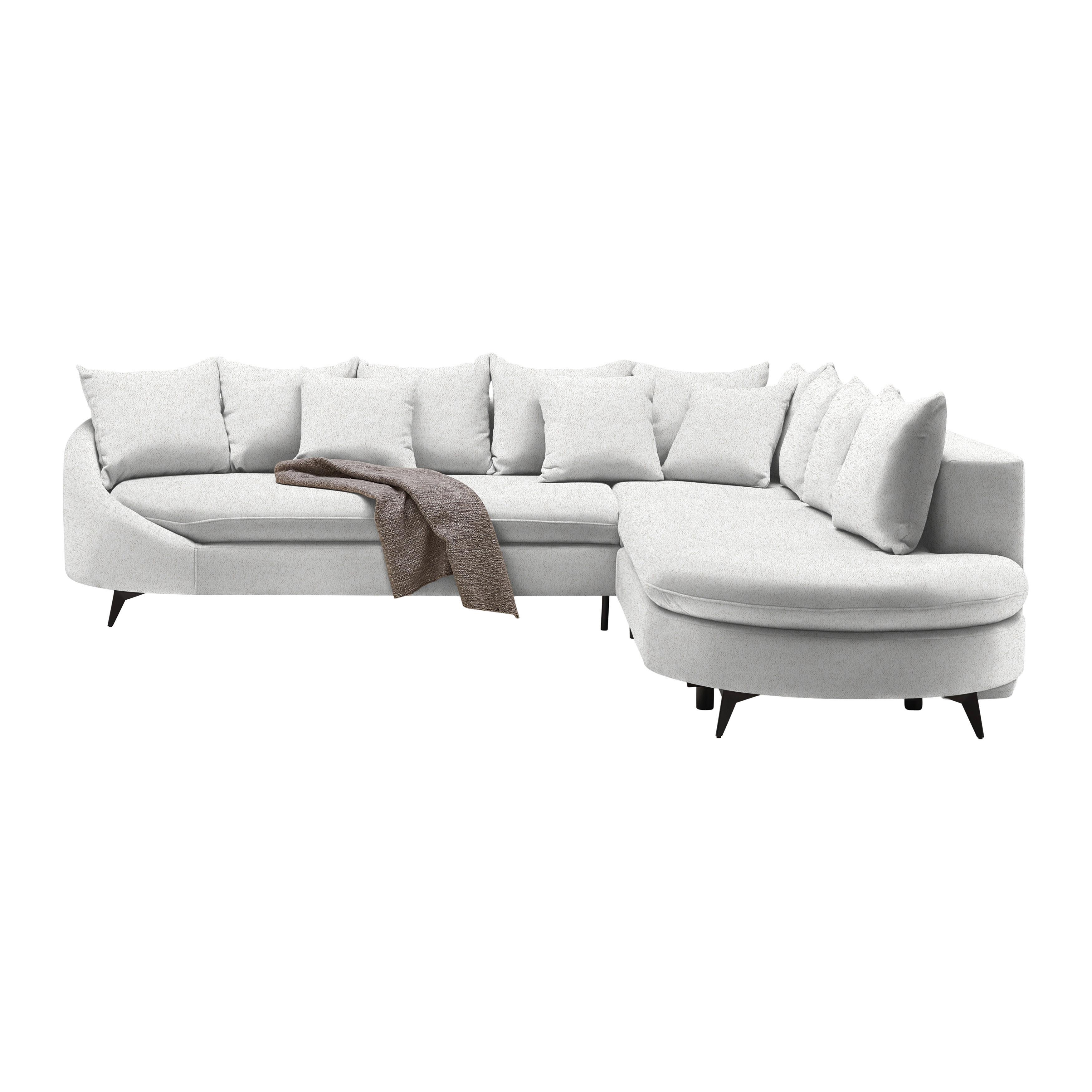 Rohová sedačka AXEL, pravá, krémová tkanina - černá/krémová, Moderní, kov/textil (291/250cm) - Mömax