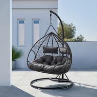 Závěsné křeslo ENEA tmavě šedé - černá/tmavě šedá, Moderní, kov/textil (133/205/120cm) - Bessagi Garden