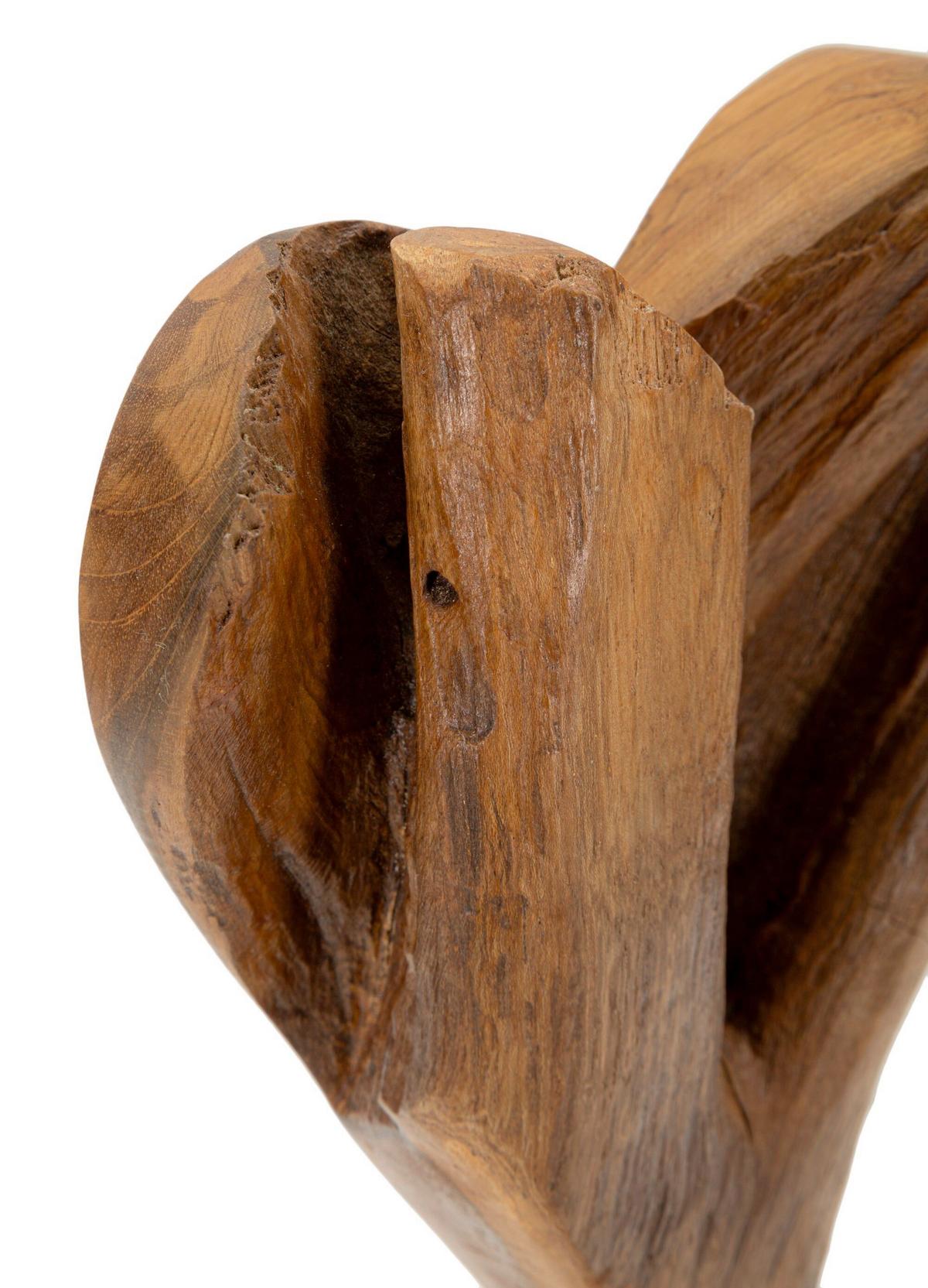Skulptur Heart Teak Braun, B: 15 cm - Braun, Basics, Holz (15/35/10cm)