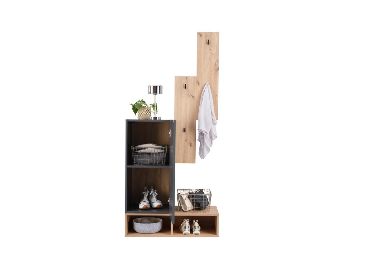 Garderobe CIAO Anthrazit Eiche Artisan B:80cm - Anthrazit/Eiche Artisan, MODERN, Holzwerkstoff (80/181/37,6cm)