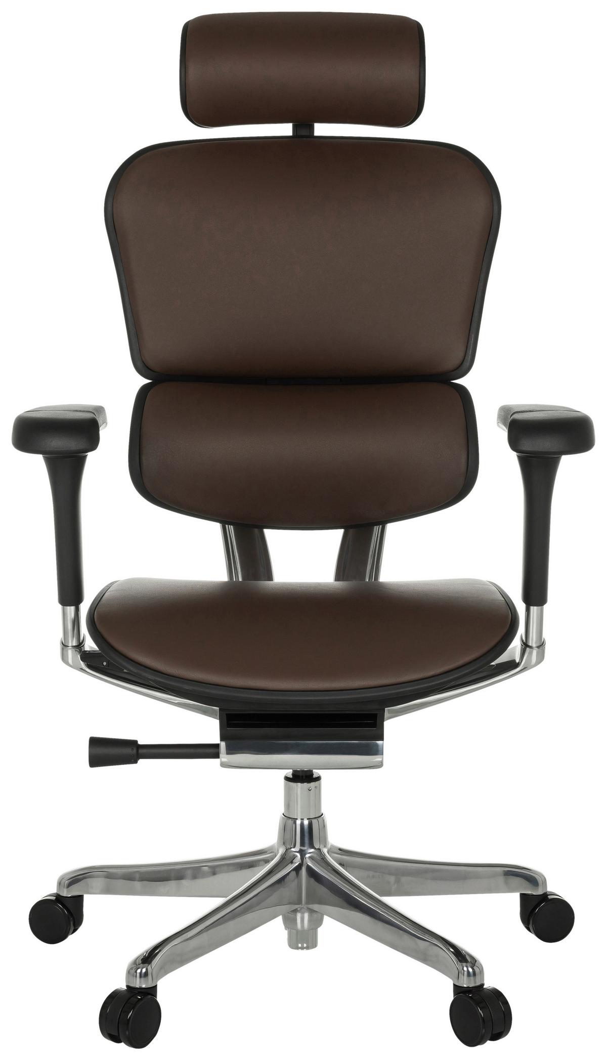 Drehstuhl Ergohuman Gen2 Dunkelbraun B: 78 Cm - Dunkelbraun/Silberfarben, MODERN, Leder/Kunststoff (78/117 - 136/64cm) - MID.YOU