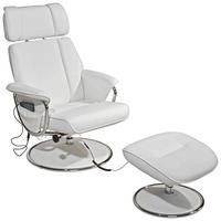 Fernsehsessel mit Massagefunkt. Paloma Lederlook Weiß - Chromfarben/Weiß, MODERN, Textil/Metall (77cm) - Luca Bessoni