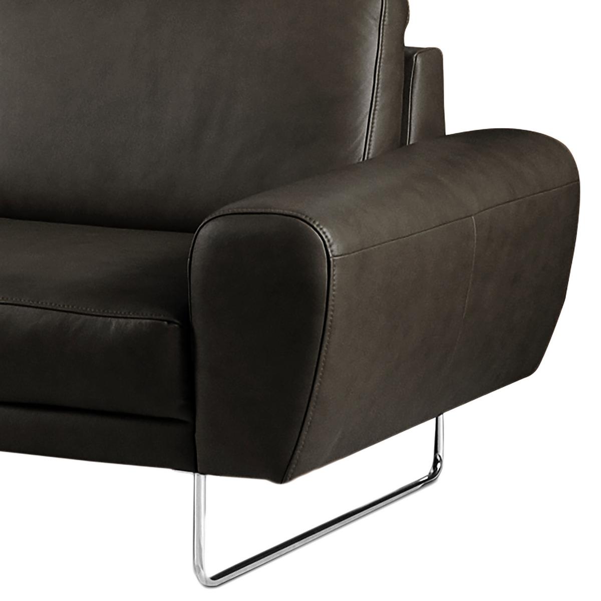 2-Sitzer-Sofa Spring Schwarz Chrom B: 177 cm - Chromfarben/Schwarz, Design, Leder (177/85/92cm) - Livetastic