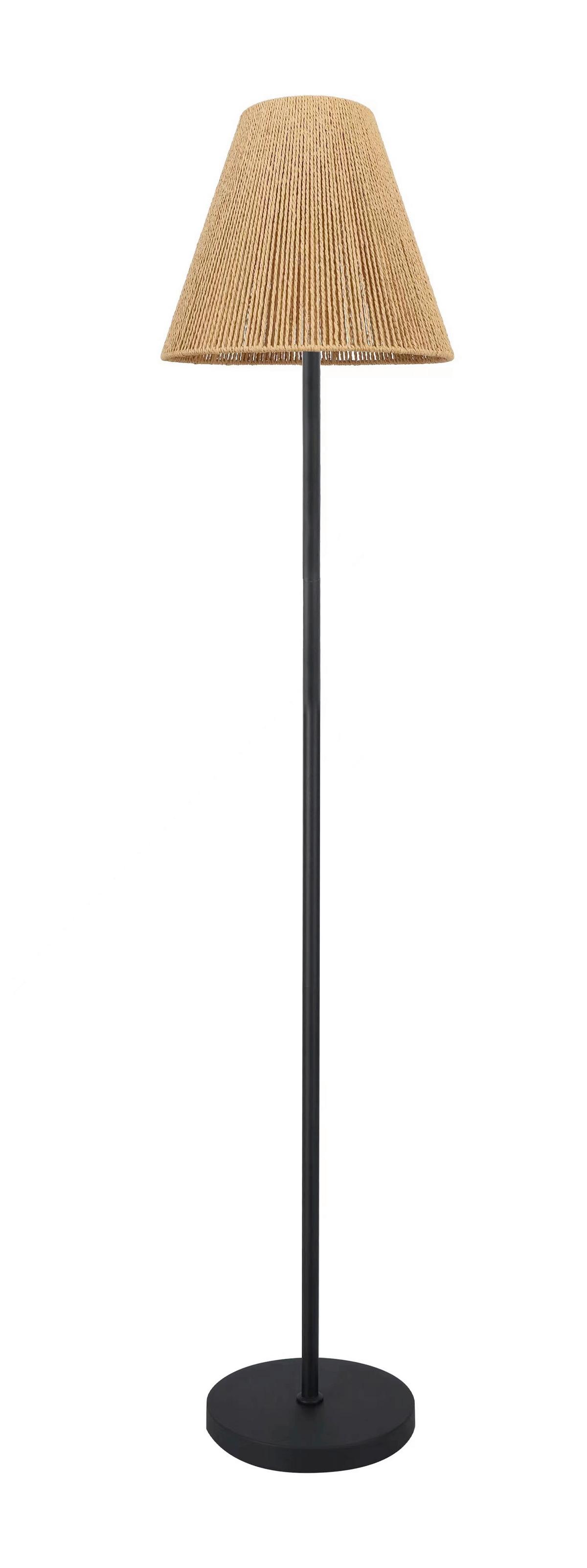 Stehleuchte Jelena - Schwarz/Naturfarben, ROMANTIK / LANDHAUS, Papier/Metall (30/150cm) - James Wood