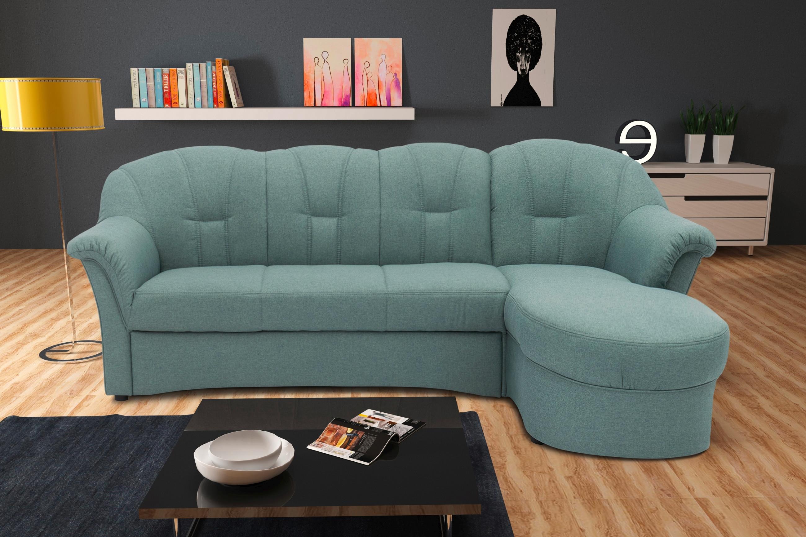 Ecksofa Papenburg Hellblau - Schwarz/Hellblau, KONVENTIONELL, Textil (233/142cm) - MID.YOU