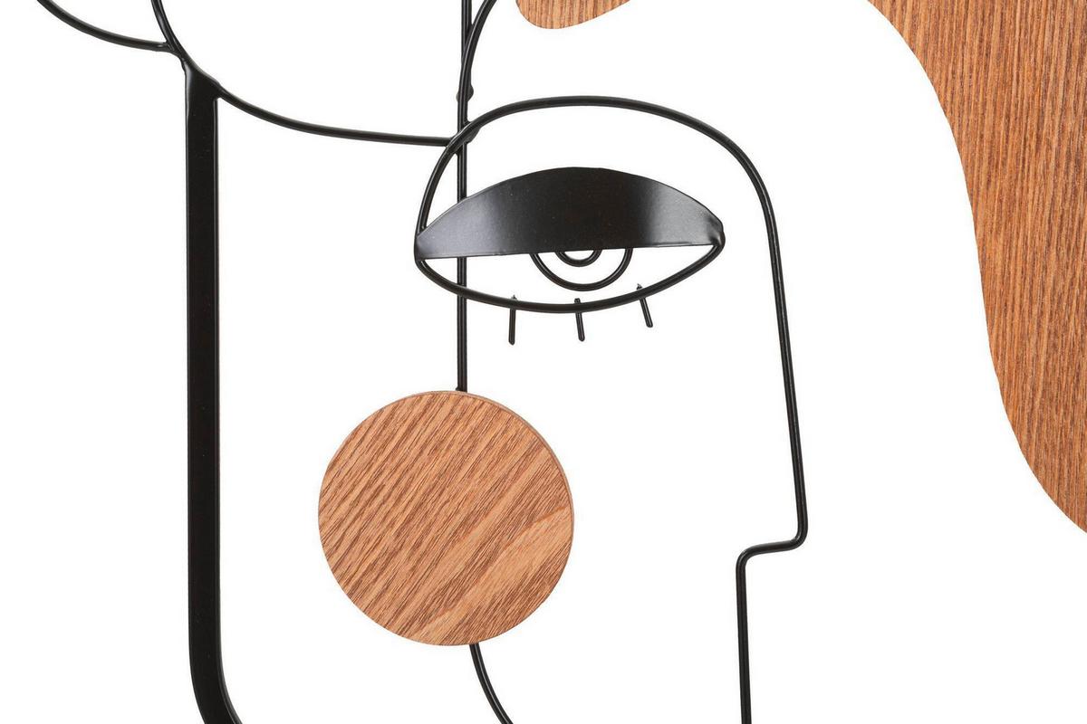 Wanddeko Picassy Naturfarben, Schwarz B: 38 cm - Schwarz/Naturfarben, Basics, Holzwerkstoff/Metall (38/89.5/2cm)