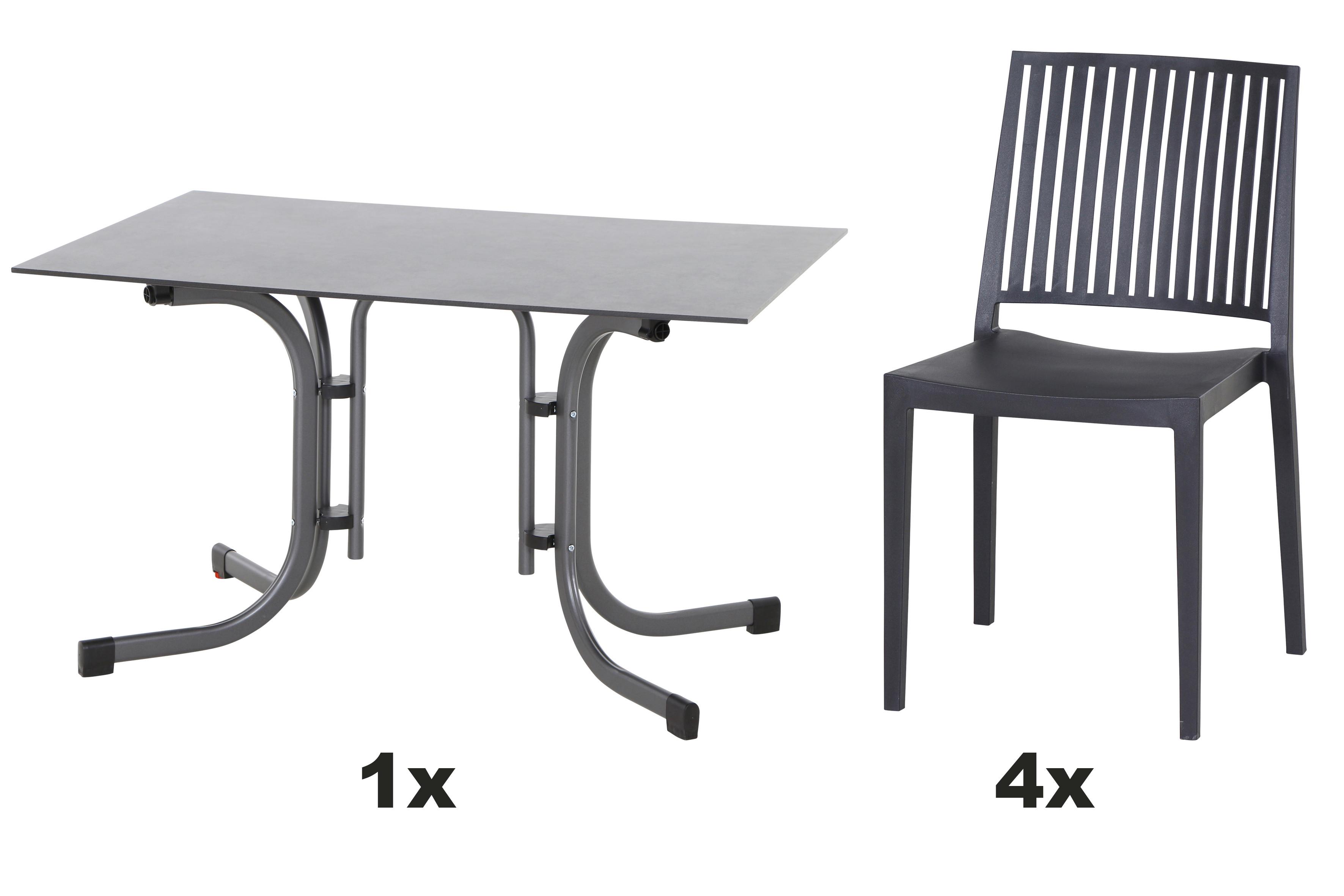 Gartengarnitur T20135 - Anthrazit, Basics, Holzwerkstoff/Kunststoff (57cm) - Siena Garden