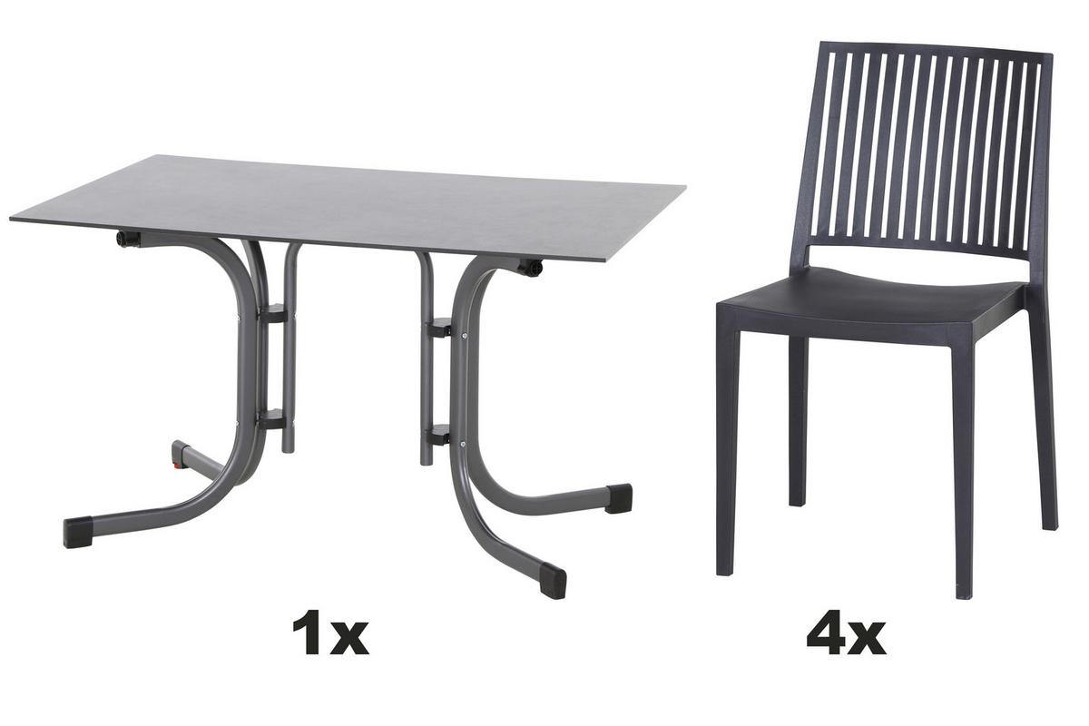 Gartengarnitur T20135 - Anthrazit, Basics, Holzwerkstoff/Kunststoff (57cm) - Siena Garden