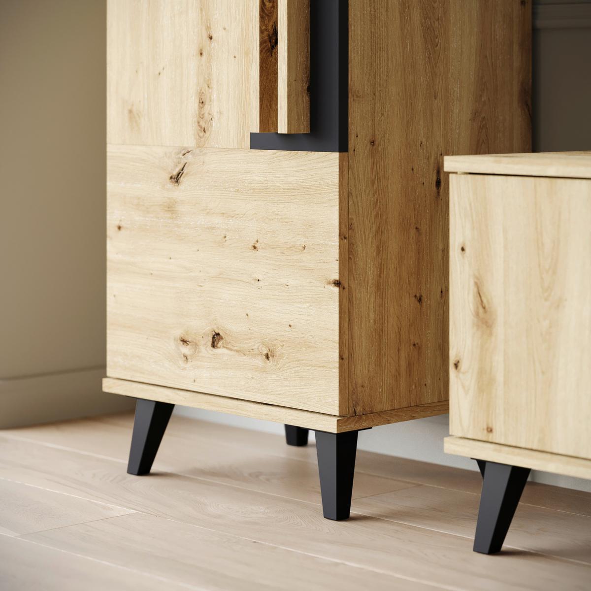 OBÝVACIA STENA HELSINKI 02 - čierna/dub artisan, Trend, kompozitné drevo/plast (260/159,5/33cm)