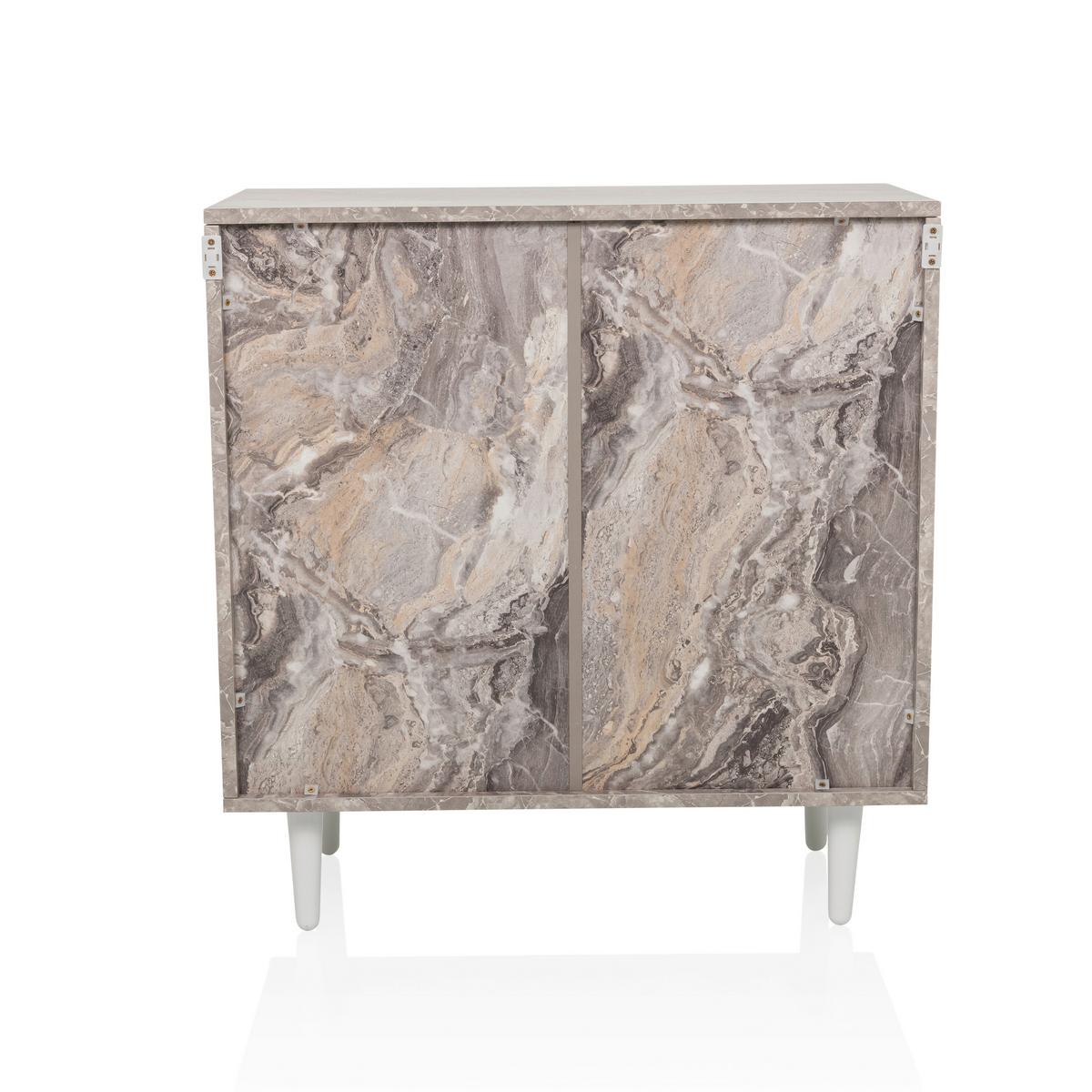 Kommode Lykkja Braun/Weiß B: 72 cm - Schwarz/Braun, MODERN, Holzwerkstoff (72/77/39,5cm) - MID.YOU