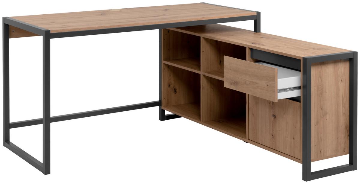 Eckschreibtisch Denver Anthr./ Eiche Artisan D. L: 139cm - Anthrazit/Eiche Artisan, MODERN, Holzwerkstoff (139/139/75cm) - MID.YOU