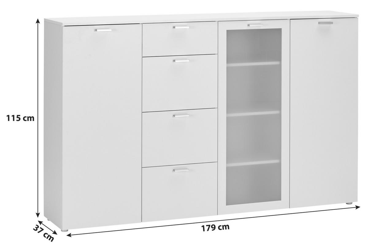 Kommode 179cm Xeno Weiß Xeno "x2m A9 908" - MODERN, Holzwerkstoff (179/115/37cm)