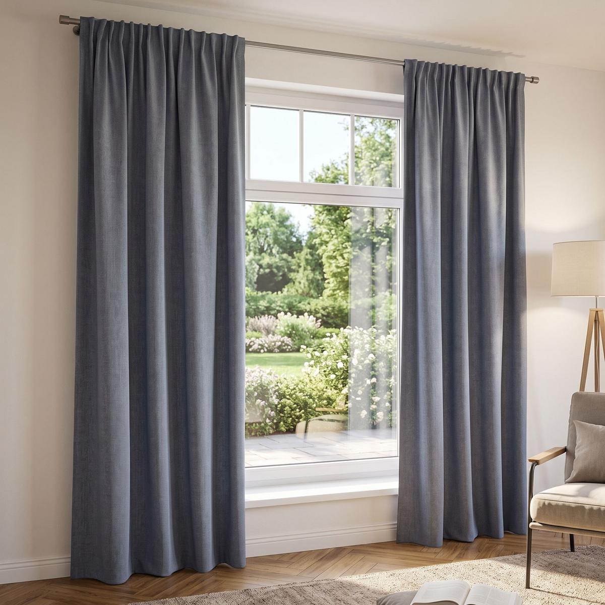 WÄRMESCHUTZVORHANG Blau B: 135 cm - Blau, KONVENTIONELL, Textil (135/245cm)