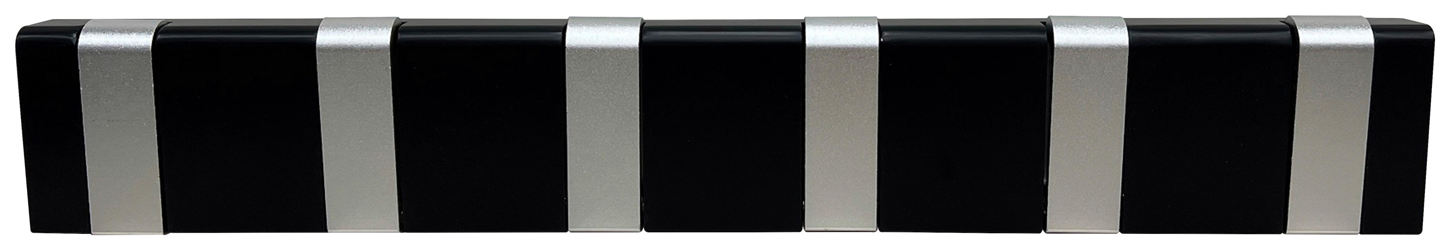 Hakenleiste Franzi Schwarz B: 48 cm - Schwarz, MODERN, Holzwerkstoff/Metall (48/7,5/2,5cm)