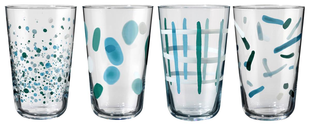 Pohár Szett Talea 4 Db-Os - türkiz/pasztellkék, Basics, Üveg