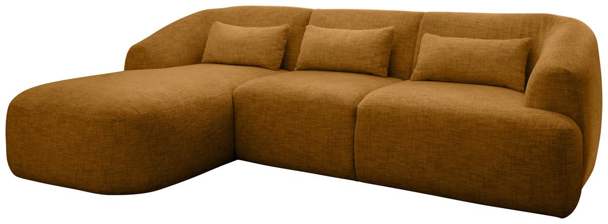 Ecksofa Caponi Goldfarben S: 160x256 Cm - Goldfarben/Schwarz, MODERN, Textil (160/256cm) - Livetastic