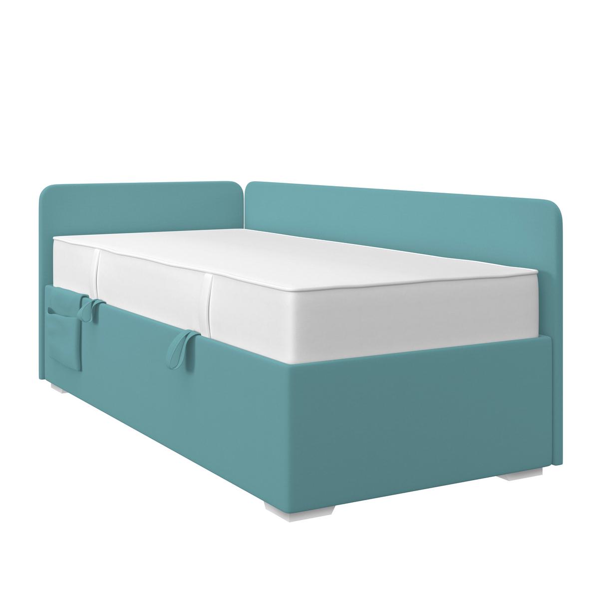 Polsterbett Remi - Türkis/Chromfarben, MODERN, Holz/Textil (90/200cm)
