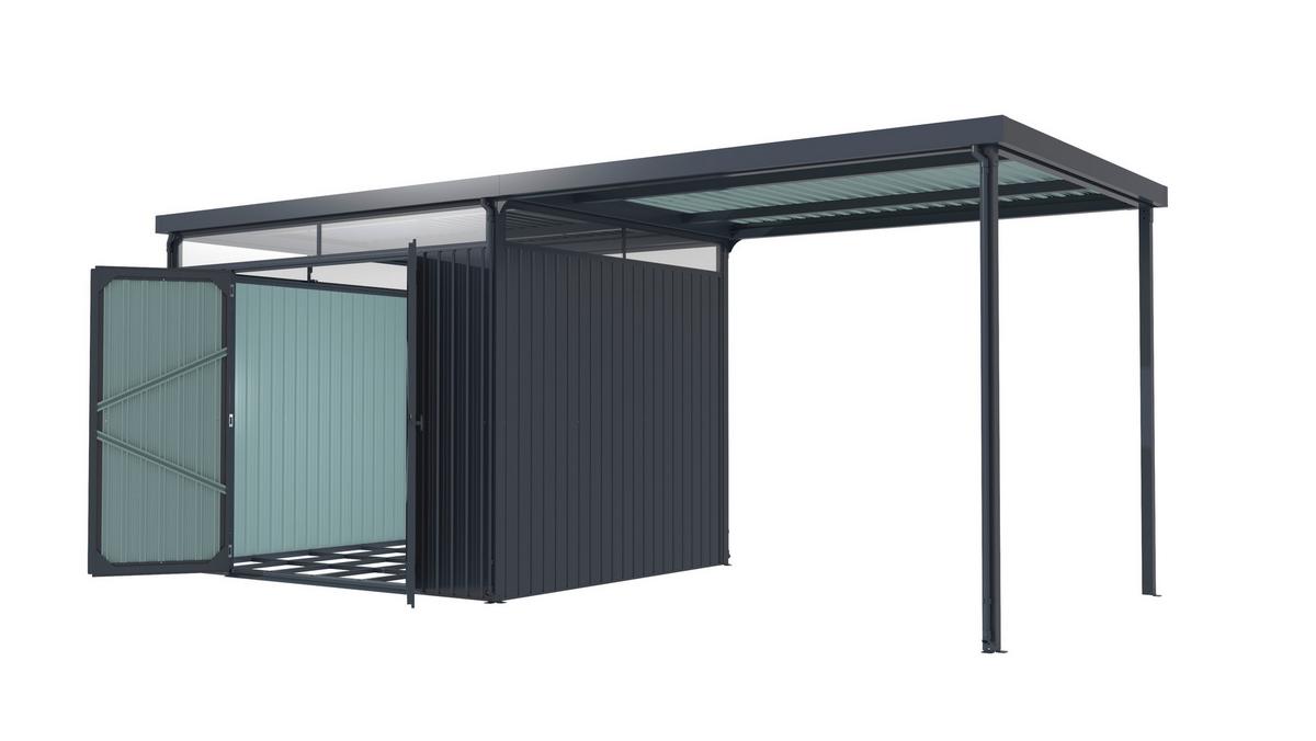 Gerätehaus mit Pultdach 576x226x245 cm - Anthrazit, Basics, Metall (576/226/245cm)