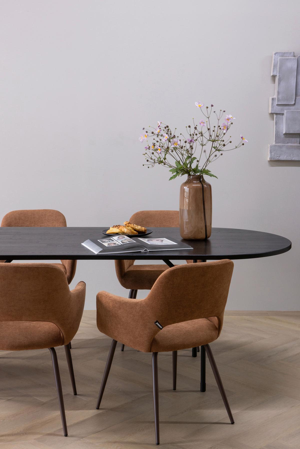 Armlehnstuhl-Set Jenny Braun B: 58cm - Dunkelbraun/Braun, MODERN, Textil/Metall (58/80/58cm) - Livetastic