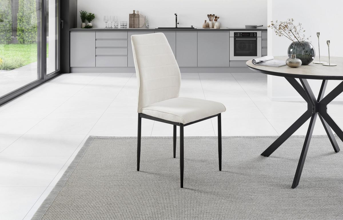Stuhl Ratford - Beige/Schwarz, LIFESTYLE, Textil/Metall (44/96/58cm) - Livetastic