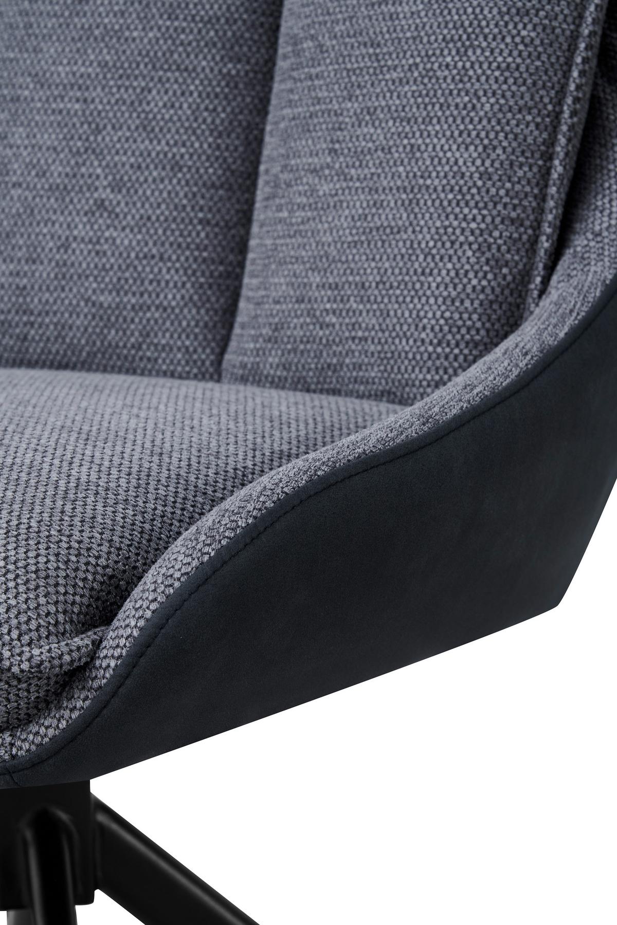 Armlehnstuhl Emilia Webstoff grau, B: 55cm - Schwarz/Grau, MODERN, Holz/Textil (55/88/65cm)