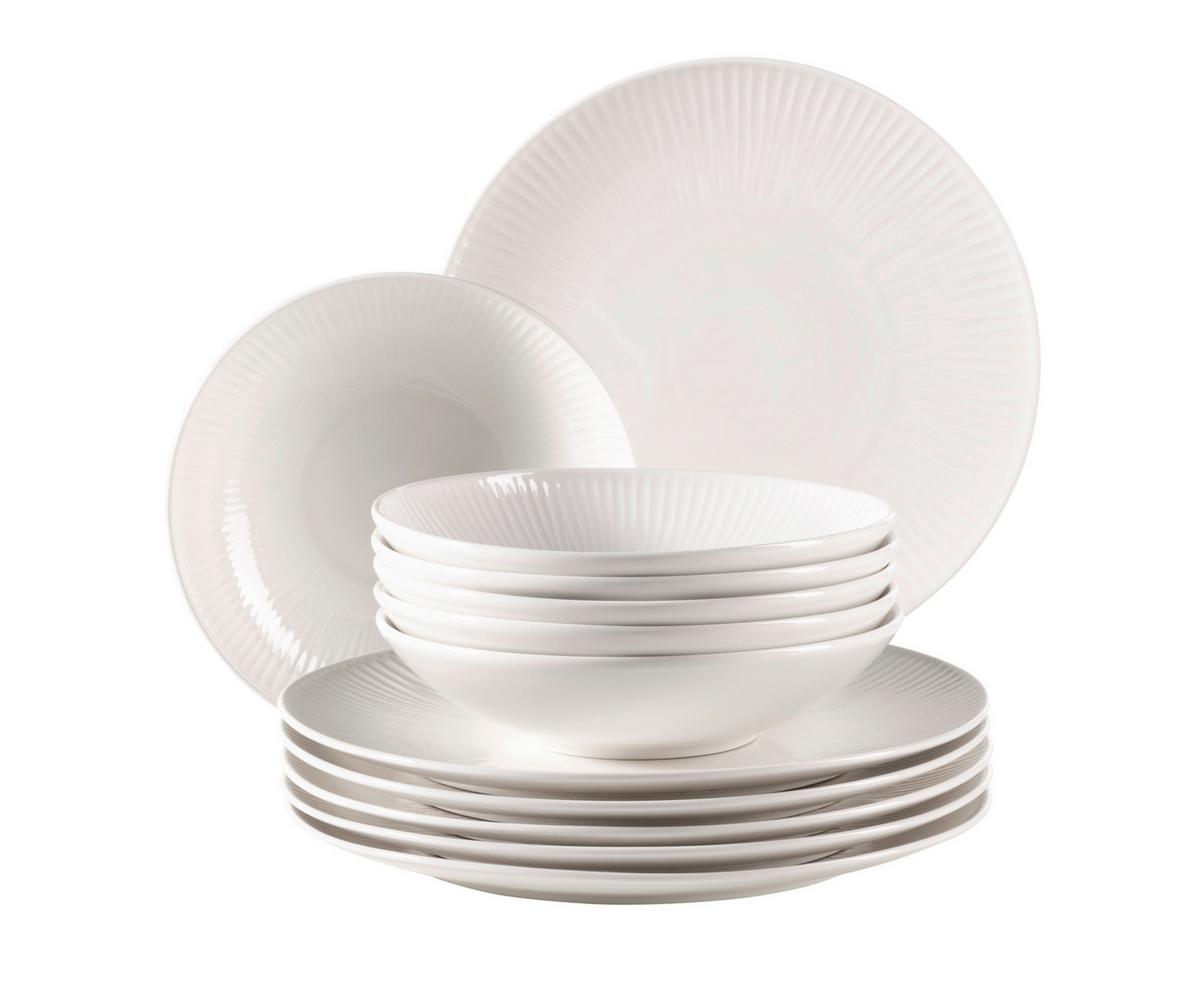 Tafelservice Dalia Weiß 12-Teilig - Weiß, Basics, Keramik - Mäser