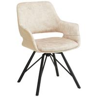 Zamatová stolička Adriana, béžová - čierna/béžová, Modern, kov/textil (61/85/62,5cm) - Premium Living