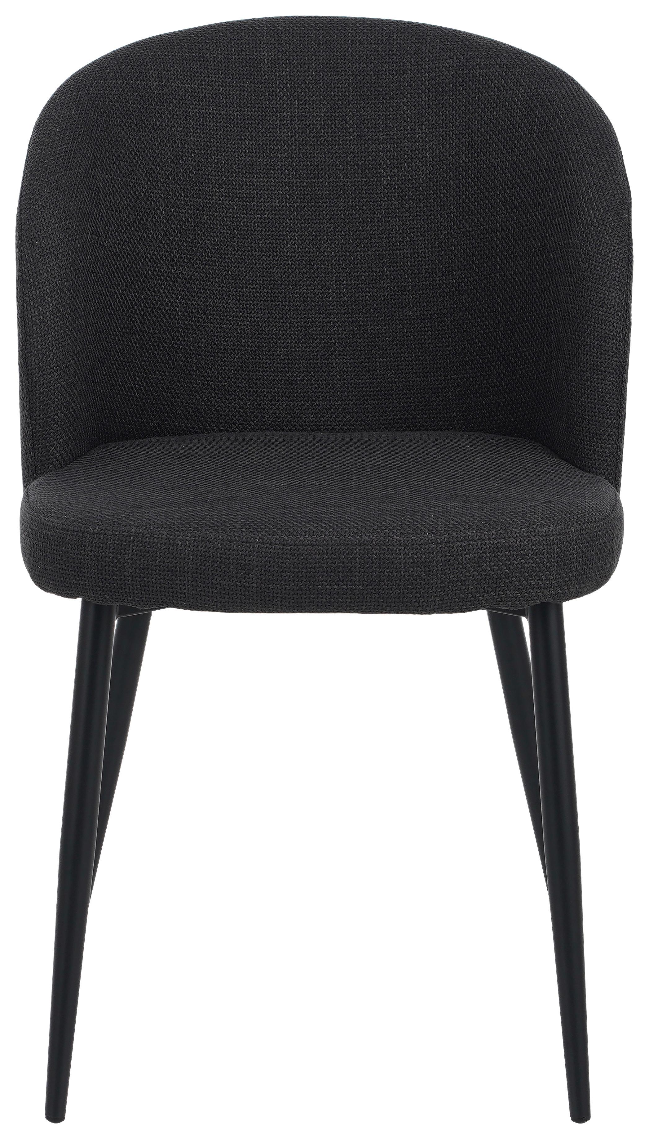 Vierfußstuhl Flo Webstoff Anthrazit, B: 49 cm - Anthrazit/Schwarz, KONVENTIONELL, Textil/Metall (49/78/58cm) - MID.YOU