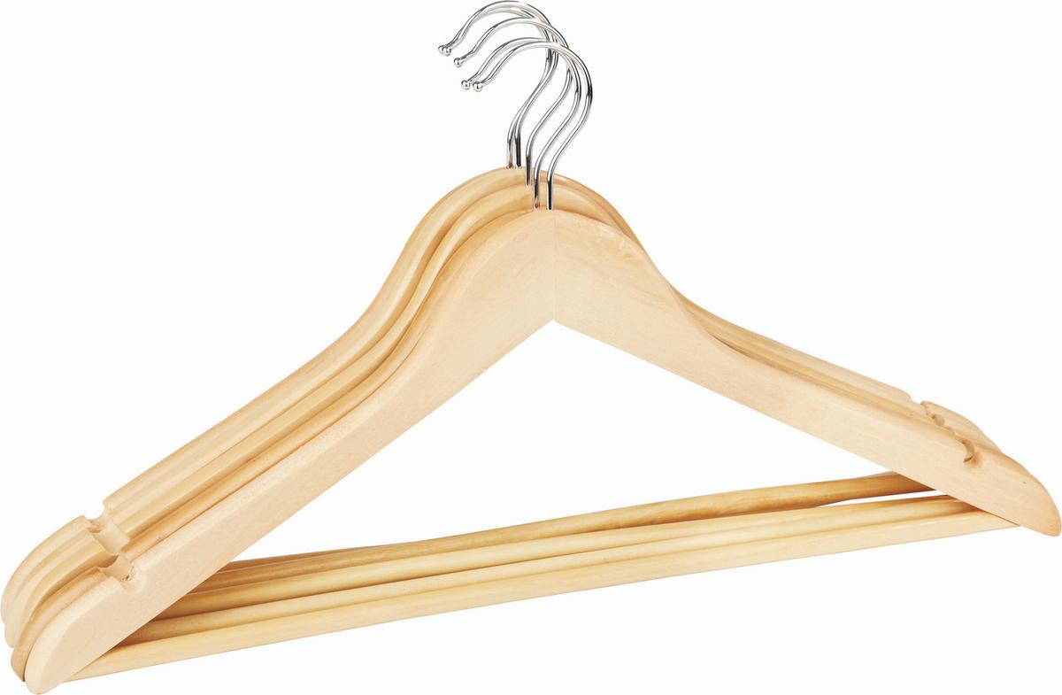 Kleiderbügel aus Holz Finn 5er-Set - Naturfarben, Holz/Metall (44,5/23/1,2cm) - Homezone