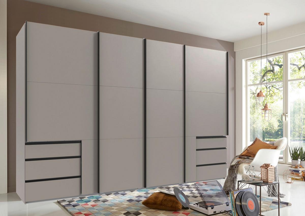SCHWEBETÜRENSCHRANK Level Saharagrau B: 350cm - Grau/Sahara, Basics, Holzwerkstoff (350/216/65cm) - MID.YOU