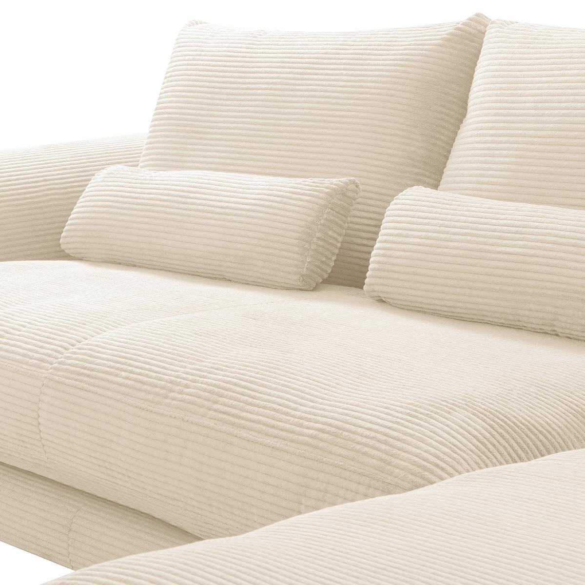 Ecksofa Berlin Cord Creme 313x172 cm - Creme/Schwarz, Design, Textil (313/172cm) - P & B