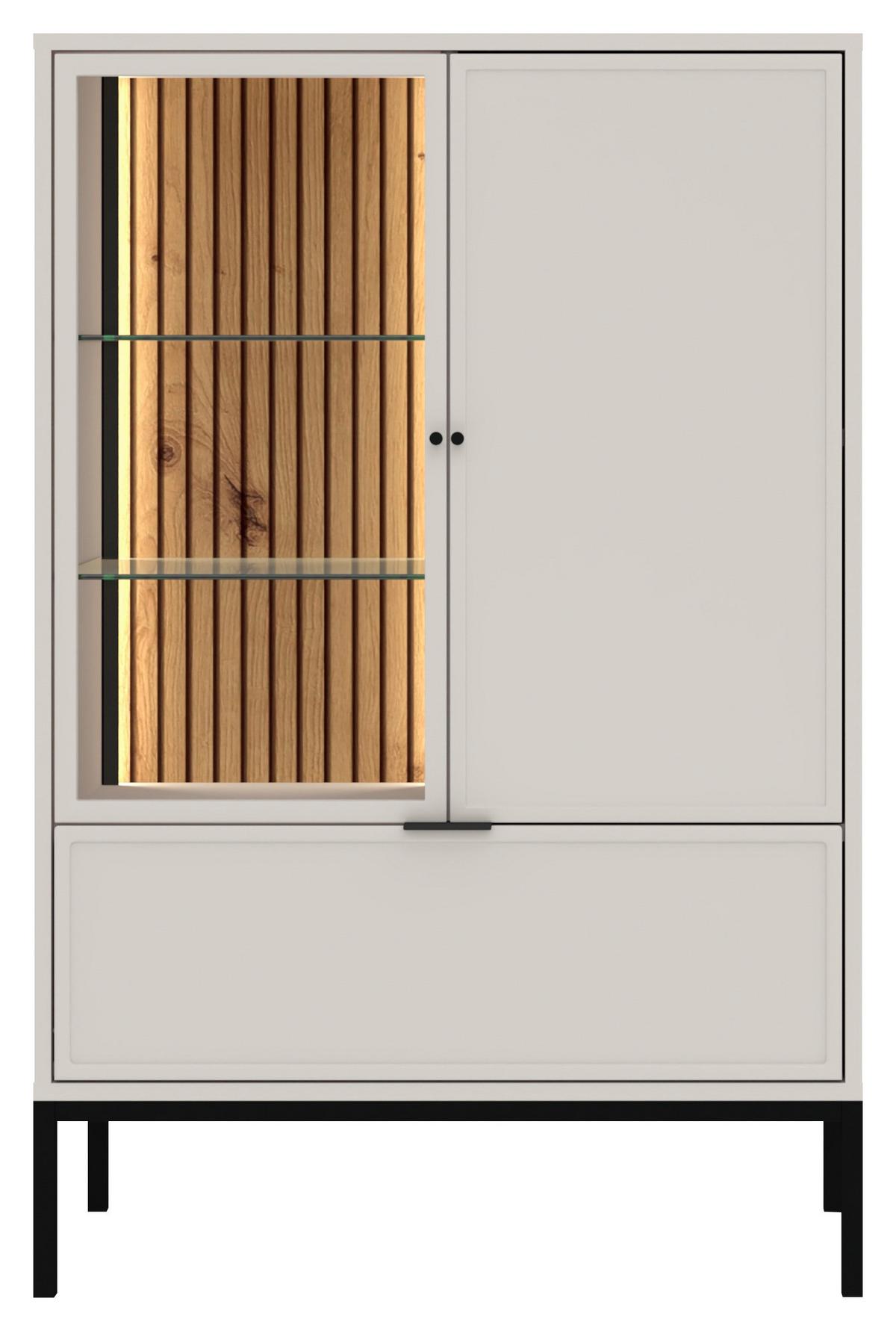 Vitrine Deco Schwarz/Kaschmir B: 76cm - Kaschmir/Schwarz, Design, Glas/Holzwerkstoff (76/115,5/40cm) - MID.YOU