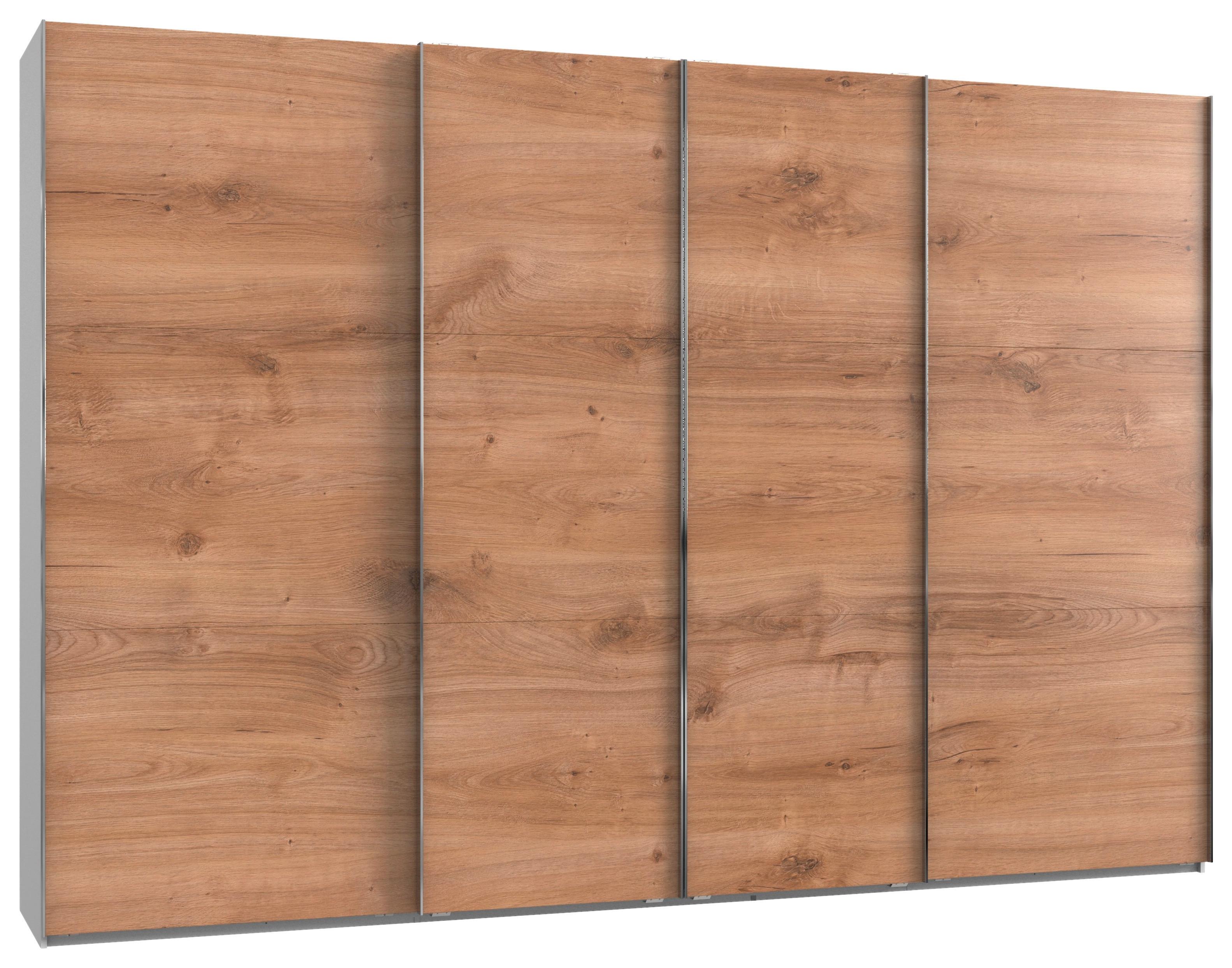 Schwebetürenschrank 350cm Level, Weiß/eiche Dekor