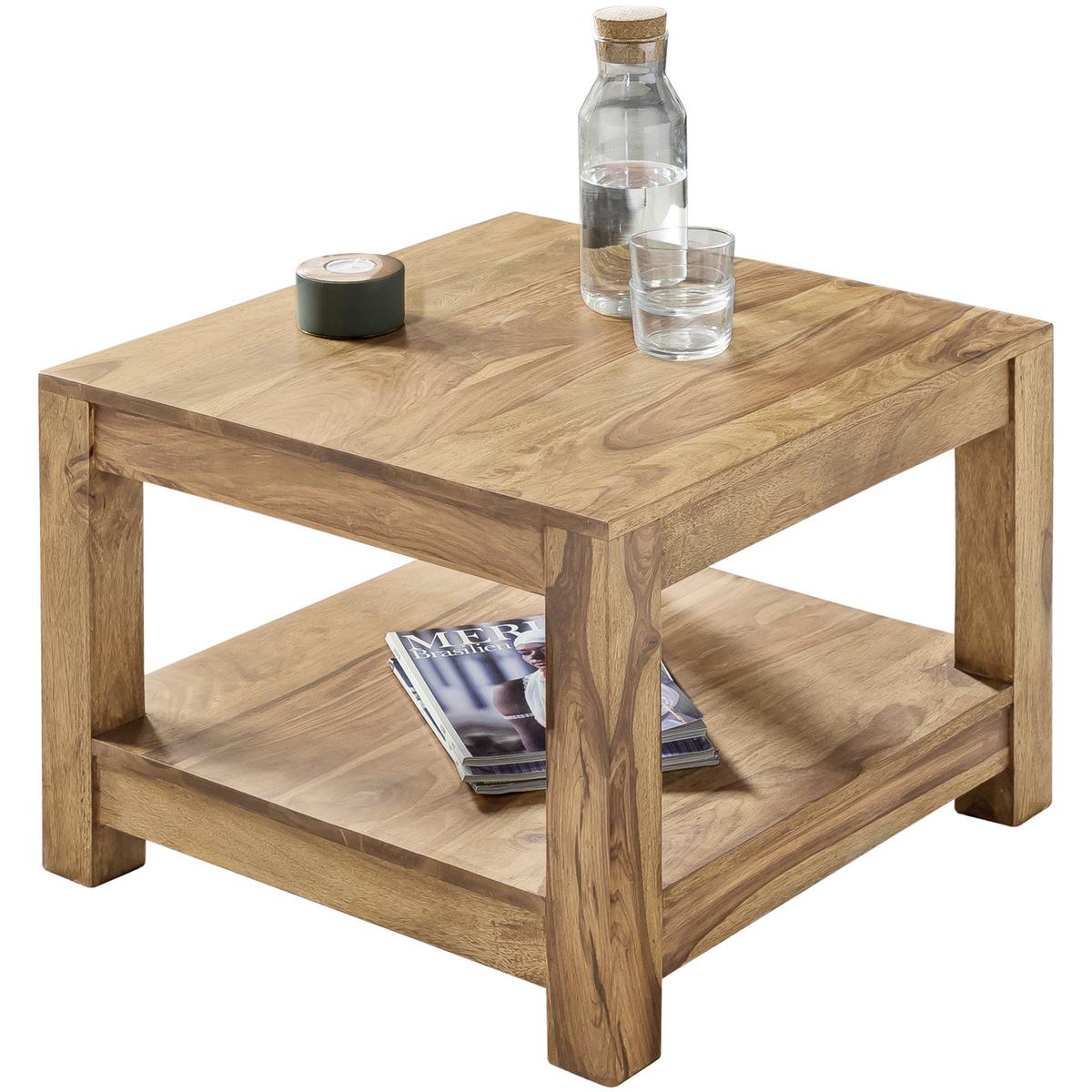 Couchtisch Holz Massiv inkl. Ablageplatte Mumbai, Akazie - Akaziefarben, Design, Holz (60/60/40cm) - MID.YOU