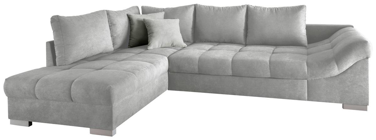 Eckschlafsofa Alvito Silberfarben S: 202/298 Cm - Silberfarben, Design, Textil (202/298cm) - MID.YOU