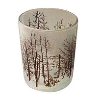 Teelichtglas Laura - Braun/Weiß, KONVENTIONELL, Glas (10/12,5cm) - Luca Bessoni