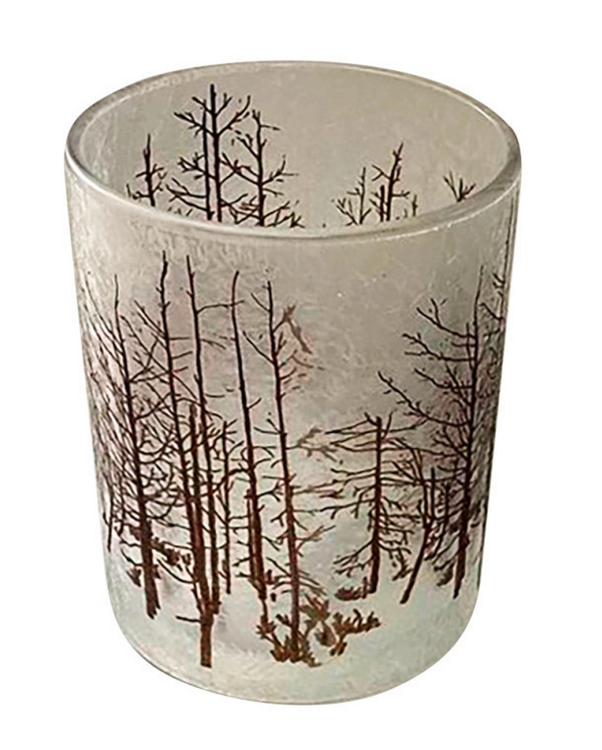 Teelichtglas Laura - Braun/Weiß, KONVENTIONELL, Glas (10/12,5cm) - Luca Bessoni
